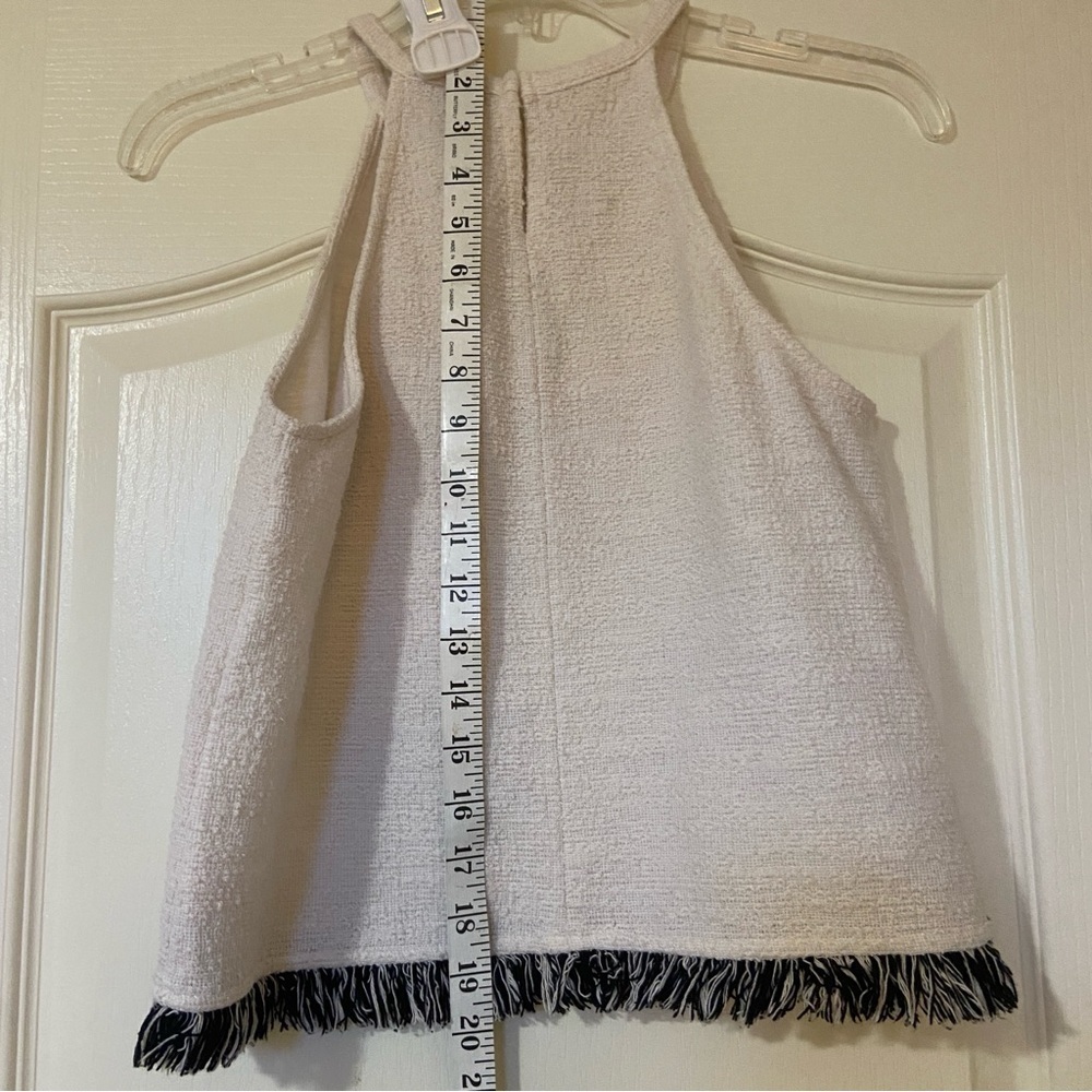 Off White Halter Top with Fringe Hem - Picture 6 of 7